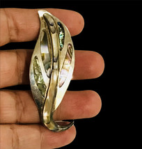 Vintage Sterling Silver 925 Mexico Abalone Shell Leaf Brooch Pin Eagle 112 - £35.14 GBP