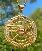 1.20Ct Round Lab Created Diamond Revolver Men&#39;s Pendant 14K Yellow Gold ... - $293.99
