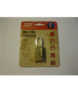 (MX-1) Travel Smart Brass 4 dial Combination Lock - in package