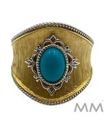 Vintage Turquoise 14K Yellow Gold Wide Band Ring Size 8 - €1.109,95 EUR