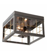 Square Ceiling light with Brass Bars in Country Tin - 2 Light - £102.54 GBP