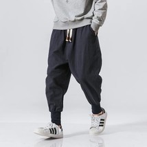 Japanese Loose Men&#39;s Cotton Linen Pants Male Summer New  Solid Color Linen Trous - £91.93 GBP