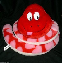 74&quot; 2004 COMMONWEALTH SNAKE LOVE RED HEARTS VALENTINES STUFFED ANIMAL PL... - $38.00
