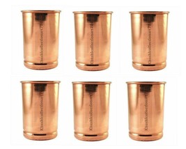 Handmade Copper Water Smooth Tumbler Plain Drinking Glass Health Benefits 300ML - £28.93 GBP