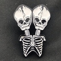 Siamese Twin Conjoined Skeleton Pin Goth Pinback Death - £7.95 GBP