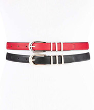 Steve Madden Womens 2 for 1 Skinny Belts Color Black/Red Size Large - £45.45 GBP