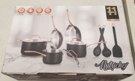 Nutri Chef Onyx 11 Piece Pots &amp; Pans Set Aluminum Nutrichef Tempered Gla... - £129.40 GBP