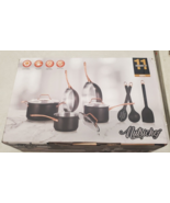 Nutri Chef Onyx 11 Piece Pots &amp; Pans Set Aluminum Nutrichef Tempered Gla... - £126.46 GBP