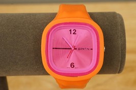 Vintage 1990&#39;s Neon Orange &amp; Hot Pink Santini Rubber Band Quartz Watch - £19.71 GBP