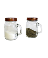 Retro Mason Jar Salt and Pepper Shaker Set Clear Glass with Stainless St... - $13.47 CAD