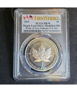  PR70 2019 PCGS SILVER MAPLE LEAF  $5 PRIDE OF 2 NATIONS FDI  .9999 pure... - €66,47 EUR