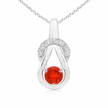 ANGARA 5mm Natural Fire Opal Infinity Knot Pendant with Diamonds in Silver - £221.30 GBP+