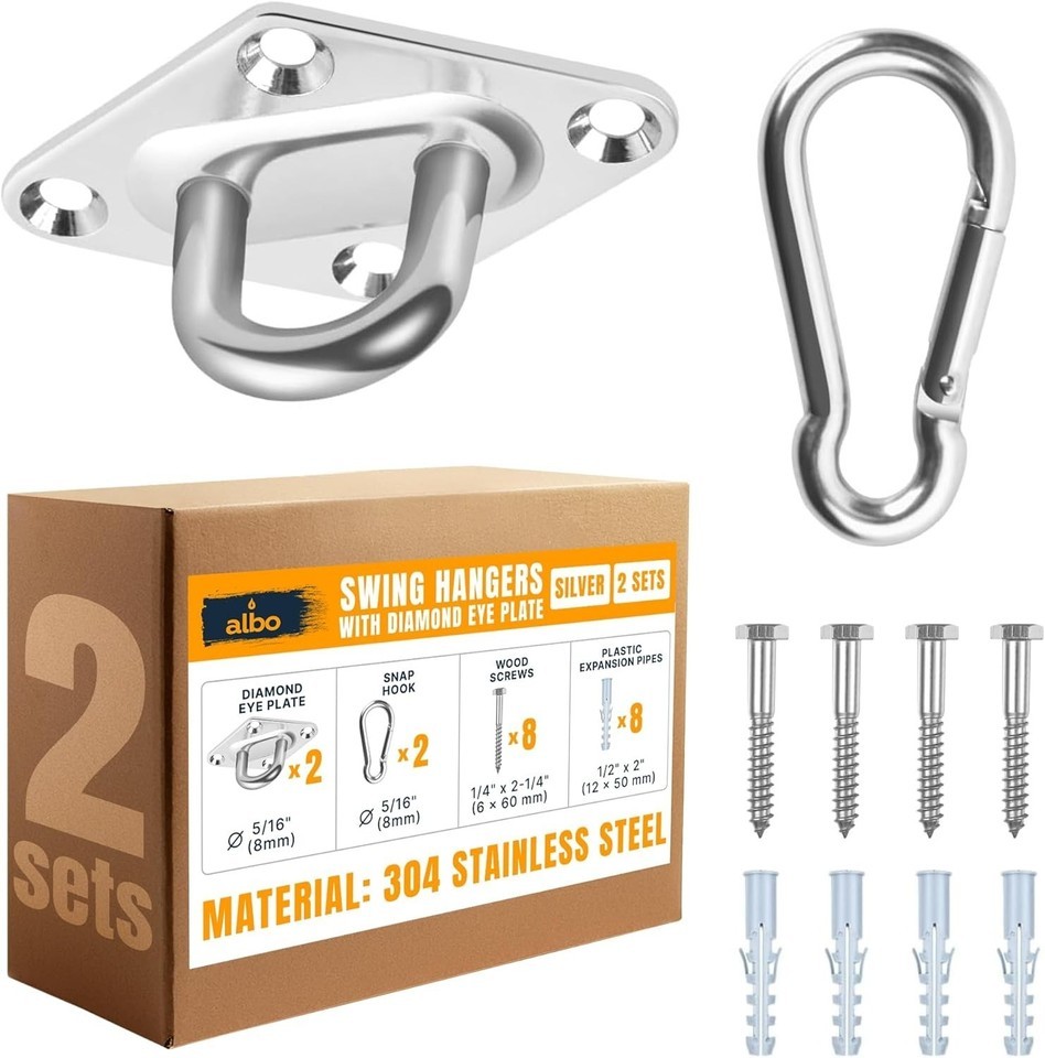 Albo 2650LBS Ceiling Swing Hooks – Heavy Duty 304 Steel Mount, 1–4 Pack - $18.99+
