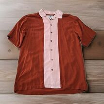 Island Shores 100% Silk Button Up Shirt  Crimson Salmen Mens Size Medium L1 - $20.04