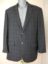 Pronto Uomo Platinum Gray Window Pane Plaid Suit Jacket Mens Size 46 Regular - £35.67 GBP