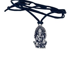 Silver Ganesh Necklace Magick  Amulet With Citrine Wealth Success Money - £9.90 GBP