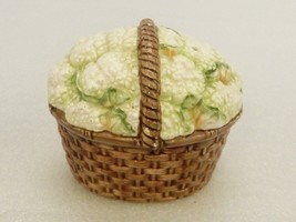 Cauliflower Basket 2-Pc Salt &amp; Pepper Set, Vintage Porcelain, Ron Gordon... - £15.26 GBP