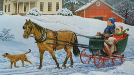 Snow Day John Sloane Winter Horse Carriage Ride Fridge Magnet 2.5&#39;&#39;x4.5&quot; NEW - £2.82 GBP