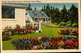 1940&#39;S. CHRISTMAS COVE, MAINE. CANDLE BEAM SHOP GARDEN. LINEN POSTCARD BK39 - $4.46