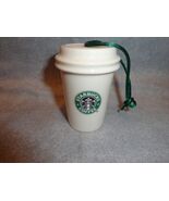 STARBUCKS 1992 GREEN AND WHITE TO GO CUP ORNAMENT CERAMIC RELEASED 2011 - $14.80