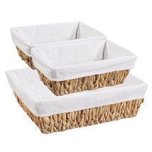 Wicker Basket, Set Of 3 Baskets For Organizing, Wicker Storage Basket With Built - £43.57 GBP