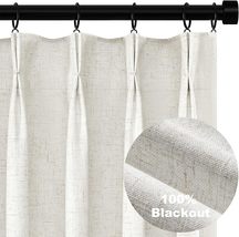 Topfinel Pinch Pleat Full Blackout Curtains &amp; Drapes 84 Inch, Beige Ivor... - £35.25 GBP