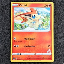 Champion&#39;s Path Pokemon Card: Victini 007/073, #4 Cinderace Stamped - £3.87 GBP