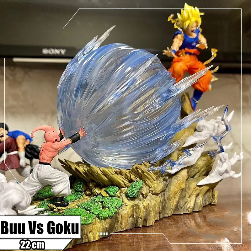 Dragon Ball Z 22cm Anime Figure Majin Buu Vs Son Goku Action Figures With Light - £28.80 GBP+