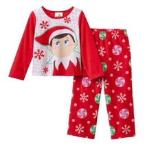 Girls Pajamas Christmas Elf on the Shelf Red White Shirt &amp; Pants Fleece 2 pc- 4T - $13.86