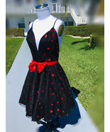 Black &amp; Red Polka Dot Halter Back Skater Dress - $65.00