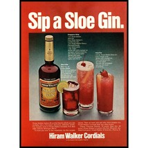 1974 Hiram Walker Sloe Gin Cocktails Vintage Print Ad Bar Man Cave Wall Art - £8.24 GBP