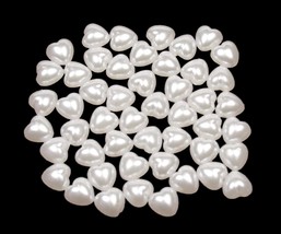 100 x White Pearl Flat Backed Heart Shape   8mm, Crafts, Table Decorations, Wedd - $3.70