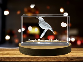 LED Base included | Purple-Rumped Sunbird 3D Engraved Crystal 3D Engraved - £31.32 GBP+