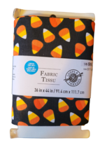 Loops &amp; Threads Fabric - New - 36&quot; x 44&quot;  - Black with Candy Corn - £7.98 GBP