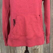 Fox Sweatshirt Women&#39;s Medium V-Neck Heather Pink Fleece Lined Cotton/Po... - £7.82 GBP