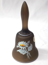 Vintage WESTMORELAND 5.25&quot; Glass Bell Hand Painted DAISY ON BROWN MIST +... - $18.25 CAD