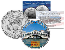 RIALTO BRIDGE * Famous Bridges * Colorized JFK Half Dollar US Coin Venic... - $236.08 MXN