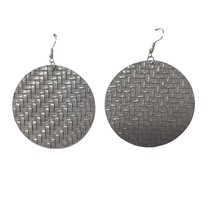 Gray Woven Basketweave Plaited Faux Leather Braided Dangle Drop Earrings Jewelry - £14.61 GBP