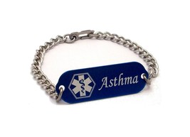 Children Medical Alert Bracelet ID Custom Engraved Asthma 4 Colors Asthm... - $20.78