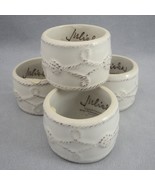 Juliska Berry and Thread Whitewash Stoneware Napkin Rings Portugal Set of 4 - $122.50