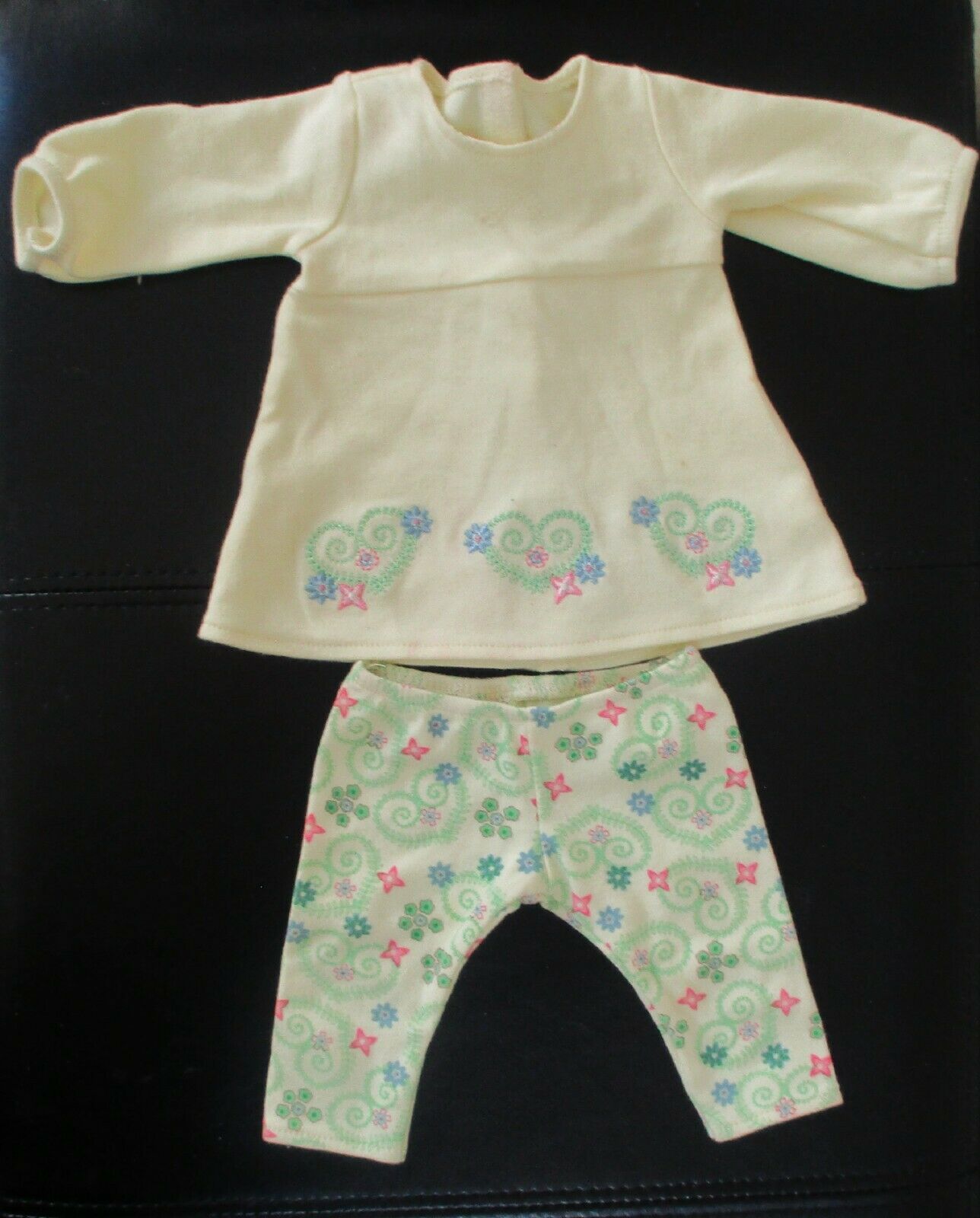 Primary image for American Girl Bitty Baby Yellow 2 Pc Outfit With Heart & Flowers Design