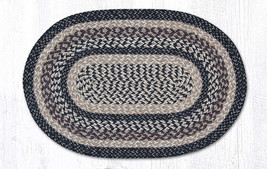 Earth Rugs C 9-93 Black + Tan Oval Braided Rug 20&quot; x 30&quot; - £31.37 GBP