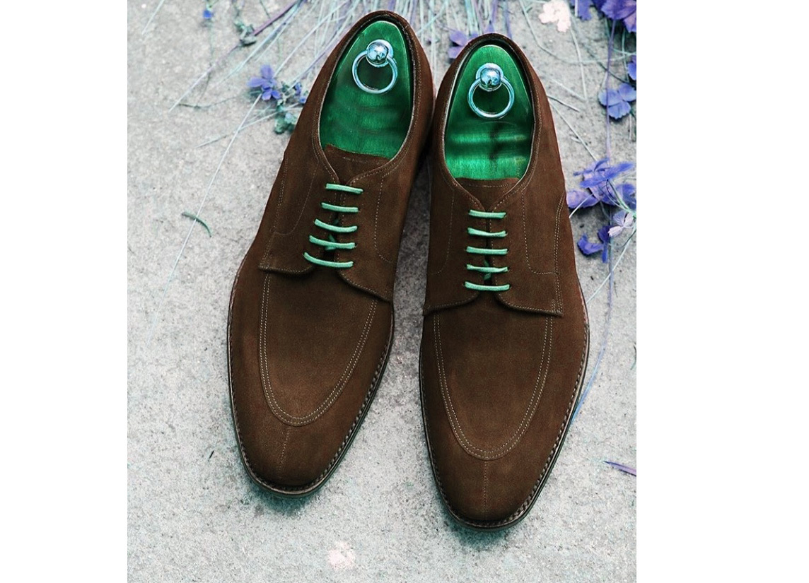 Men's Handmade Brogue Shoes, Men's Brown Suede Lace Up Casual Fashion Shoes