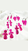 Pink marble translucent clay earrings, gift for her, valentines gift - £30.90 GBP