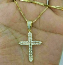 1.50 Ct Round Diamond Cross Shape Pendant For Women&#39;s 14Carat Yellow Gold Over - £77.45 GBP