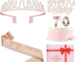 70Th Birthday Decorations for Women, 70Th Birthday Sash, Crown/Tiara, Ca... - $23.85