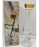 Crystal Clear Legacy Glassware 10&quot; Flower Bud Vase Made in Turkey Gold T... - £7.77 GBP