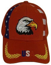 USA American Bald Eagle Patriotic Adjustable Baseball Cap RWB Piping RED - £11.84 GBP