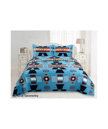 Geometric Pattern Bedding Set   Queen &amp; King Size Quilted Bedspreads Vel... - £65.21 GBP+