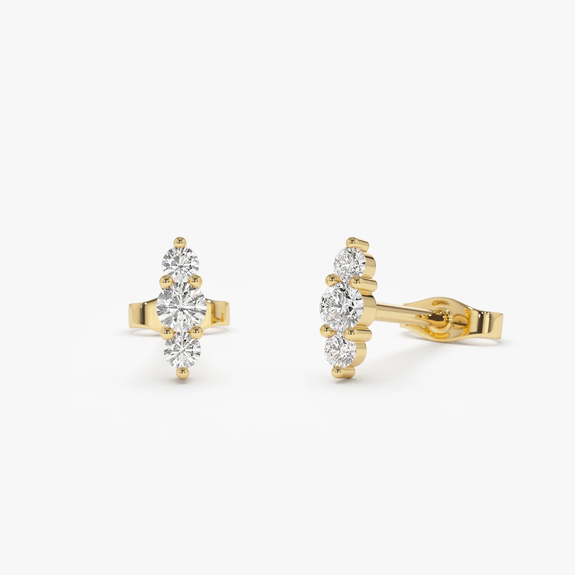 0.50CT Round Cut Lab Grown Diamond 14k Solid Yellow Gold Women&#39;s Stud Earrings - £430.01 GBP